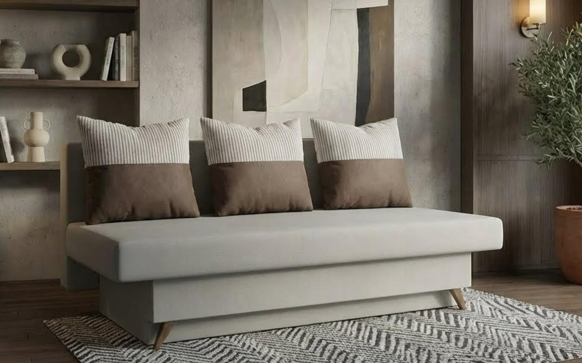 Extendable sofa Marty, light beige + brown  4